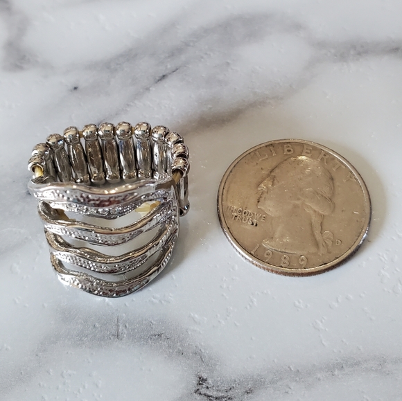 Silver Tone & Rhinestone Jewels Stretch Band Ring Stack Look 💥3 for $24💥 - Picture 5 of 14